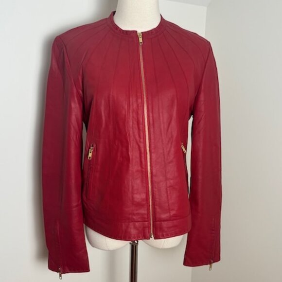 NWOT Bagatelle red leather jacket size L - Picture 1 of 6
